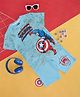 Pantaloons Junior Cotton Marvel Featuring Half Sleeves Captain America Printed Coordinating Tee & Shorts Set - Tropical Breeze