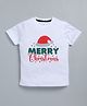 giniekids Cotton Christmas Theme Half Sleeves Merry Christmas Text Printed Tee - White