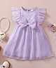 tior Sleeveless Frill Detailed Solid Bow Applique Dress - Purple
