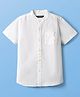 Pine Kids Linen Woven With Mandarin Collar - White
