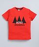giniekids Cotton Christmas Theme Half Sleeves Christmas Tree Printed Tee - Red