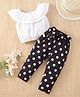 tior Sleeveless Tassels Detailed Top With Polka Dots Printed Palazzo Set - Black & White