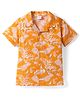 Kookie Kids Cotton Poplin Half Sleeves Shirt With Tropical All Over Print - Yellow