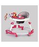 PLAYROOTS Multifunctional Mini Lion Face Baby Walker with Removable Musical Tray & 2 Level Height Adjustment - Pink
