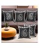 Kuber Industries (Set of 5) 16x16 Inches Washable & Removable Sofa Pillow Cover with Zip for Living Room | Aesthetic Sofa Cushion Covers for Bedroom | Carry Print - Black & Silver