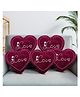 Kuber Industries Set of 5 Heart Shape 12 Inches Decorative Plushie Cushions for Sofa & Bed | Head Rest & Soft Cushion Pillow for Car & Room Decoration | Love Print - Wine