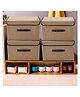 Kuber Industries Pack of 4 Drawer Organizer ( Large ) Foldable Clothes Storage Box | Clothes Organiser for Wardrobe | Lid & Handle | Jute Fabric | Cloth Organizer | Cupboard Organizer | Brown