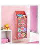 Kuber Industries Hanging Almirah | Folding Baby Almirah | 4 Compartments Storage Almirah | Hanging Wall Almirah | Wardrobe Organizer for Cloth-Shoes-Toys | Hathkadi | Red