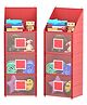 Kuber Industries Pack of 2 Hanging Almirah | Folding Baby Almirah | 4 Compartments Storage Almirah | Hanging Wall Almirah | Wardrobe Organizer for Cloth-Shoes-Toys | Hathkadi | Red