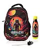 Kuber Industries ( Set of 2 ) Backpack & Water Bottle Combo Set | School-College Bag with Insulated Water Bottle | Journey To Space | Perfect Combo For Adults & Kids | College Combo set | Black - Height 17 inches