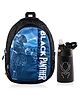 Kuber Industries ( Set of 2 ) Backpack & Water Bottle Combo Set | Marvel Black Panther | School-College Bag with ( 350 ml ) Insulated Water Bottle | Perfect Combo For Adults & Kids | Black - Height 17 Inches