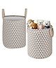 Kuber Industries Pack of 2 Cotton 45L Toys Organizer for Kids Room - Foldable Soft Toys Storage Bag/Basket/Container with Handles | Triangles -Grey