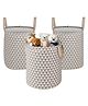 Kuber Industries Pack of 3 Cotton 45L Toys Organizer for Kids Room - Foldable Soft Toys Storage Bag/Basket/Container with Handles | Triangles -Grey
