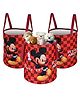 Kuber Industries Pack of 3 Foldable 45L Toys Organizer for Kids Room - Soft Toys Storage Bag/Basket/Container with Handles | Disney Mickey -Maroon