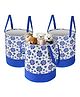 Kuber Industries Pack of 3 Foldable 45L Toys Organizer for Kids Room - Soft Toys Storage Bag/Basket/Container with Handle | Flower Print -Blue & White