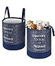 Kuber Industries Pack of 2 Foldable 45L Toys Organizer for Kids Room - Soft Toys Storage Bag/Basket/Container with Handles | Leaf Print -Blue