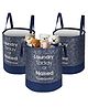 Kuber Industries Pack of 3 Foldable 45L Toys Organizer for Kids Room - Soft Toys Storage Bag/Basket/Container with Handles | Leaf Print -Blue