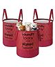 Kuber Industries Pack of 3 Foldable 45L Toys Organizer for Kids Room - Soft Toys Storage Bag/Basket/Container with Handles | Royal Print -Maroon