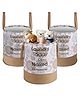 Kuber Industries Pack of 3 Foldable 45L Toys Organizer for Kids Room - Toys Storage Bag/Basket/Container with Handles | Floral Print -White & Gold