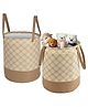 Kuber Industries Pack of 2 Foldable 45L Toys Organizer for Kids Room - Soft Toys Storage Bag/Basket/Container with Handles | Checkered - Cream