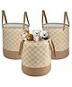 Kuber Industries Pack of 3 Foldable 45L Toys Organizer for Kids Room - Soft Toys Storage Bag/Basket/Container with Handles | Checkered - Cream