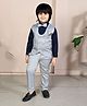 BT DEZINES Full Sleeves Solid Coordinating Three Piece Party Suit Set With Bow - Silver & Grey