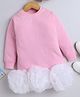 NAVKIYA G Fleece Full Sleeves Ruffle Detailed Sweatshirt Dress - Pink