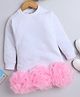 NAVKIYA G Fleece Full Sleeves Ruffle Detailed Sweatshirt Dress - White
