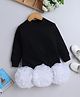 NAVKIYA G Fleece Full Sleeves Ruffle Detailed Sweatshirt Dress - Black