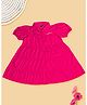 PURPLE UNITED KIDS Poplin Half Puffed Sleeves Tiered Shirt Style Dress - Fuchsia