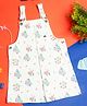 PURPLE UNITED KIDS Twill Sleeveless Floral Printed Dungaree - White