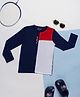 PURPLE UNITED KIDS Single Jersey Full Sleeves Colour Blocked Tee - Red & Navy Blue