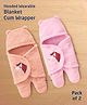 ZOE Supersoft Hooded Wearable Blanket Cum Wrapper with Unicorn Patch Pack of 2 - Peach and Baby Pink