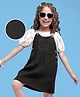 Hola Bonita Cotton Woven Denim Dress & Half Sleeves Inner Tee With Polka Dot Print - Black & White