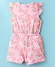 ToffyHouse Single Jersey Knit Frill Sleeves Jumpsuit With Floral Print - Pink