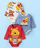 Babyhug Disney Interlock Knit Half Sleeves Winnie The Pooh Printed Onesies Pack of 3 - Red White & Blue