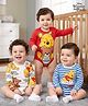 Babyhug Disney Interlock Knit Half Sleeves Winnie The Pooh Printed Onesies Pack of 3 - Red White & Blue