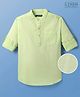 Pine Kids Linen Woven Full Sleeves Solid Colour Kurta Style Shirt - Light Green