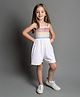 Primo Gino 100% Cotton Crape Woven Sleeveless Jumpsuit With Lace Detailing - White