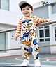 Babyhug Disney Single Jersey Knit Full Sleeves Striped T-Shirt & Dungaree Set with Donald Duck Graphics - Cream