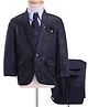 Rikidoos Full Sleeves Abstract Printed Textured 4 Piece Party Suit With Tie - Navy Blue