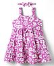 Babyhug Single Jersey Knit Sleeveless Floral Printed Frock with Headband & Bow Applique - Plum