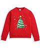 ZIP ZAP ZOOP Cotton Knit Christmas Theme Full Sleeves Christmas Tree Printed Sweatshirt - Red