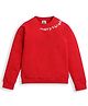 ZIP ZAP ZOOP Cotton Knit Christmas Theme Full Sleeves Merry & Bright Text Embroidered Sweatshirt - Red