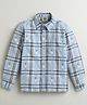 ZIP ZAP ZOOP Cotton Full Sleeves Snowman Printed & Checked Shirt - Sky Blue & Grey