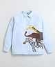 ZIP ZAP ZOOP Cotton Full Sleeves Animals Printed Shirt - Light Blue