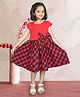 ZIP ZAP ZOOP Cotton Cap Sleeves Bow Applique Detailed & Checked Dress - Red