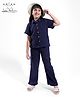 Arias Cotton Woven Double Gauze Half Sleeve Solid Shirt & Pant Set - Navy Blue