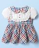 ToffyHouse Cotton Woven Half Sleeves Checks Frock With Lace Detailing - Multicolor
