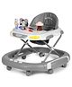 PLAYROOTS 2 in 1 Muscial Walker & Rocker with Adjustable Height & 360 Rotational Wheel - Grey